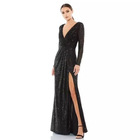 Mac Duggal 26490 Sequined Long Sleeve Gown, Size 14 $398 - Picture 6 of 9